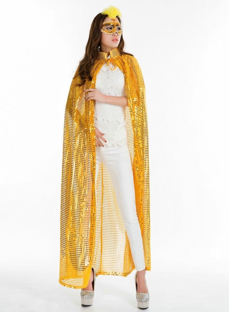 恋依小铺新品面纱女古代选美颁奖披风斗篷演出活动舞台袍子亮片披肩花