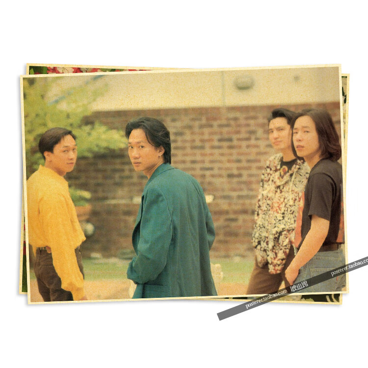 黄家驹beyond乐队怀旧复古牛皮纸海报经典电影画酒吧客厅装饰 杏色 b