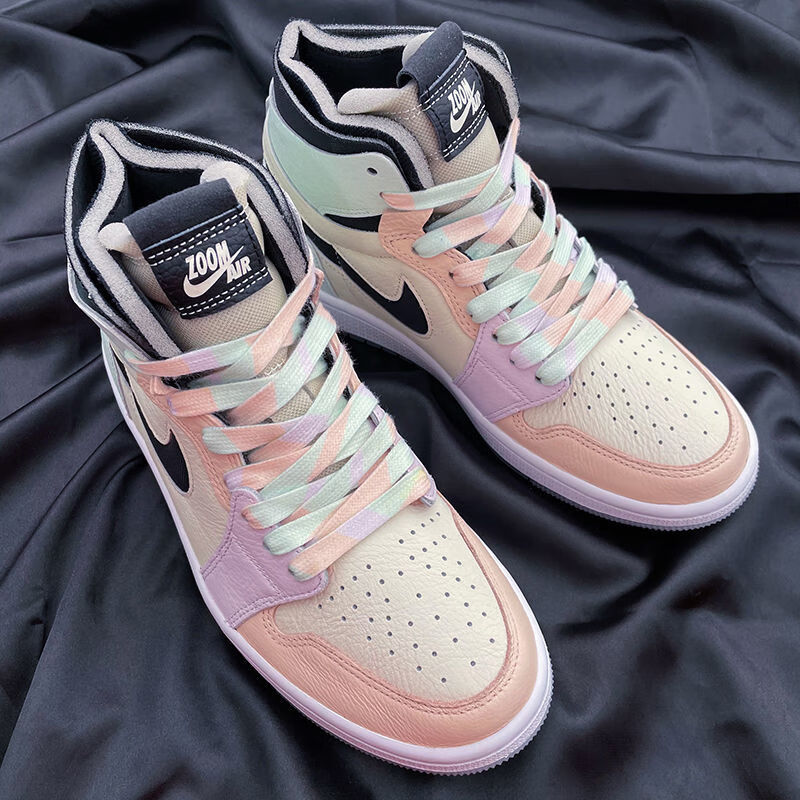球鞋配件适配nike耐克af1aj1aj粉绿紫彩色拼接马卡龙复活节鞋带渐变粉
