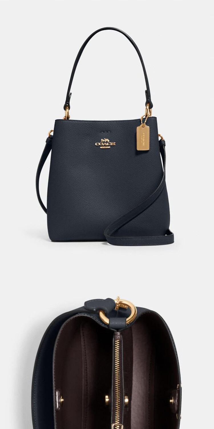 预售coach蔻驰小号水桶包双层中间带拉链单肩包手拎包斜挎包1011浅