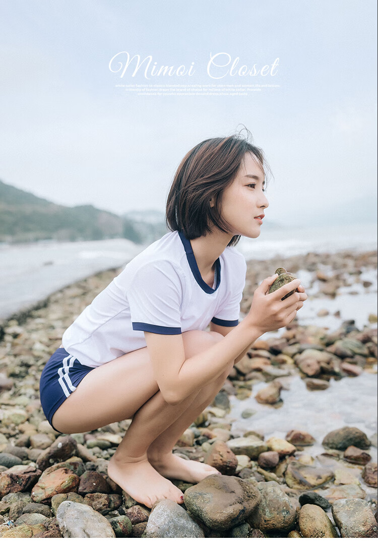 体操服日本死水泳衣女夏保守可爱日系少女分体显瘦仙气小胸海边体操服