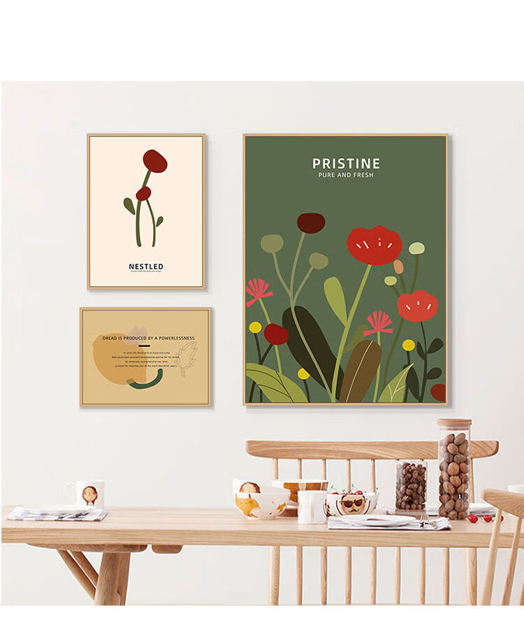 北欧客厅装饰画小清新卧室挂画ins风背景墙文艺花朵壁画沙发壁画组合