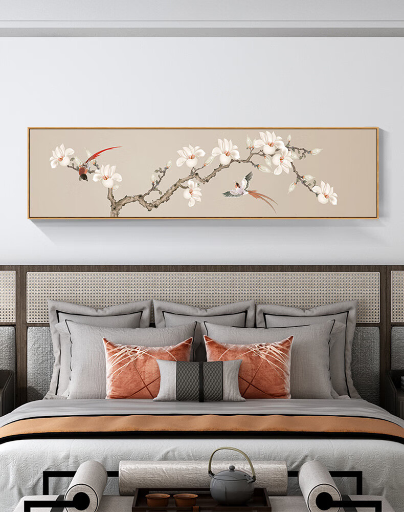 图老大(tulaoda)新中式卧室床头装饰画喜上眉梢主卧房间挂画书房花鸟