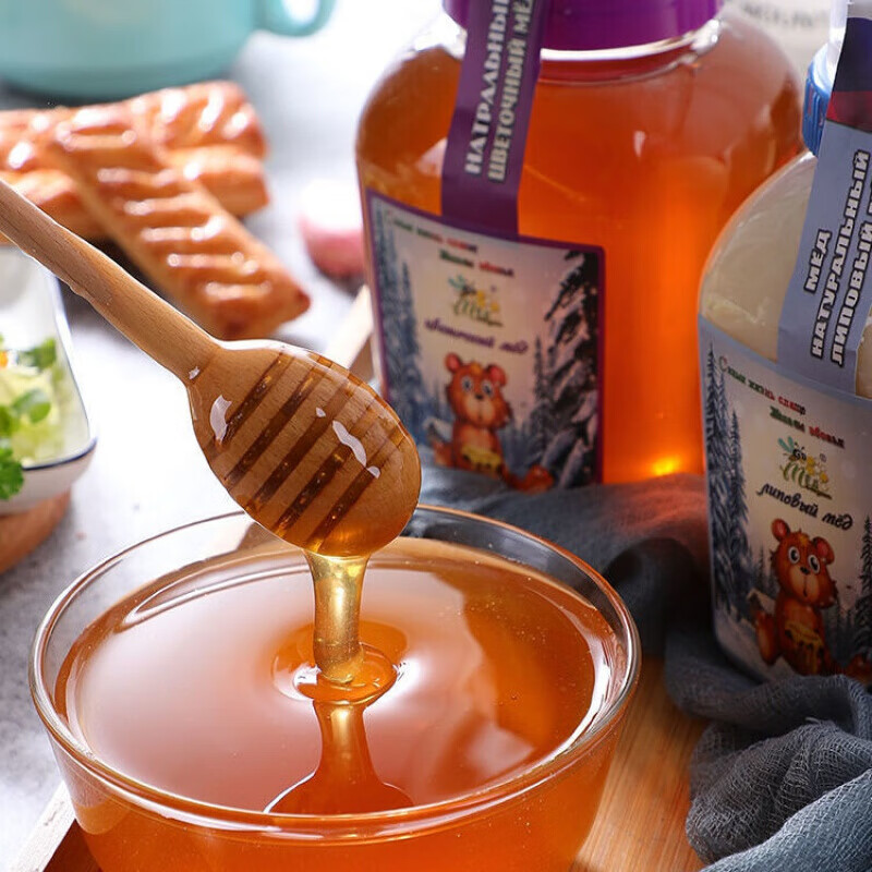 俄罗斯冬熊蜂蜜5001000g俄罗斯原装进口冬熊椴树蜜雪蜜结晶百花蜜2斤1