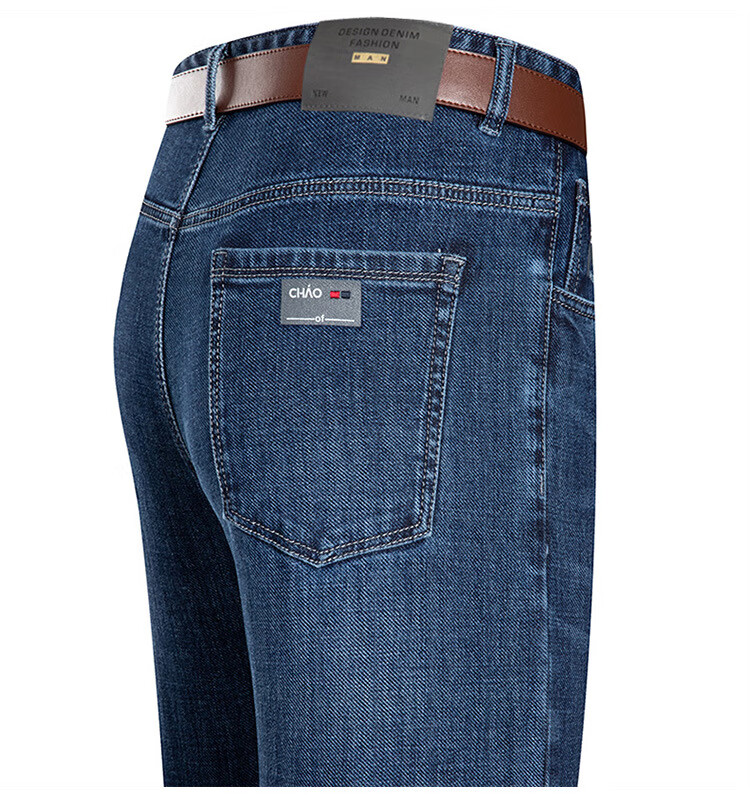 虎都男装中青年冬季新款牛仔裤直筒中腰长裤简约休闲纯色男裤124hb