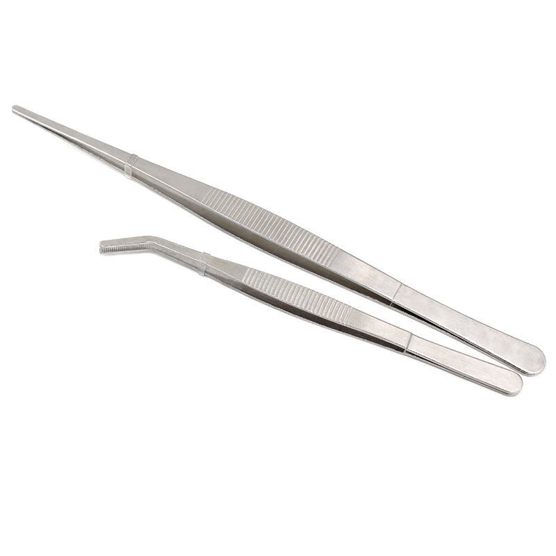 不锈钢镊子圆头弯头工具带齿大镊子敷料镊加厚加硬止血水草镊子普通款
