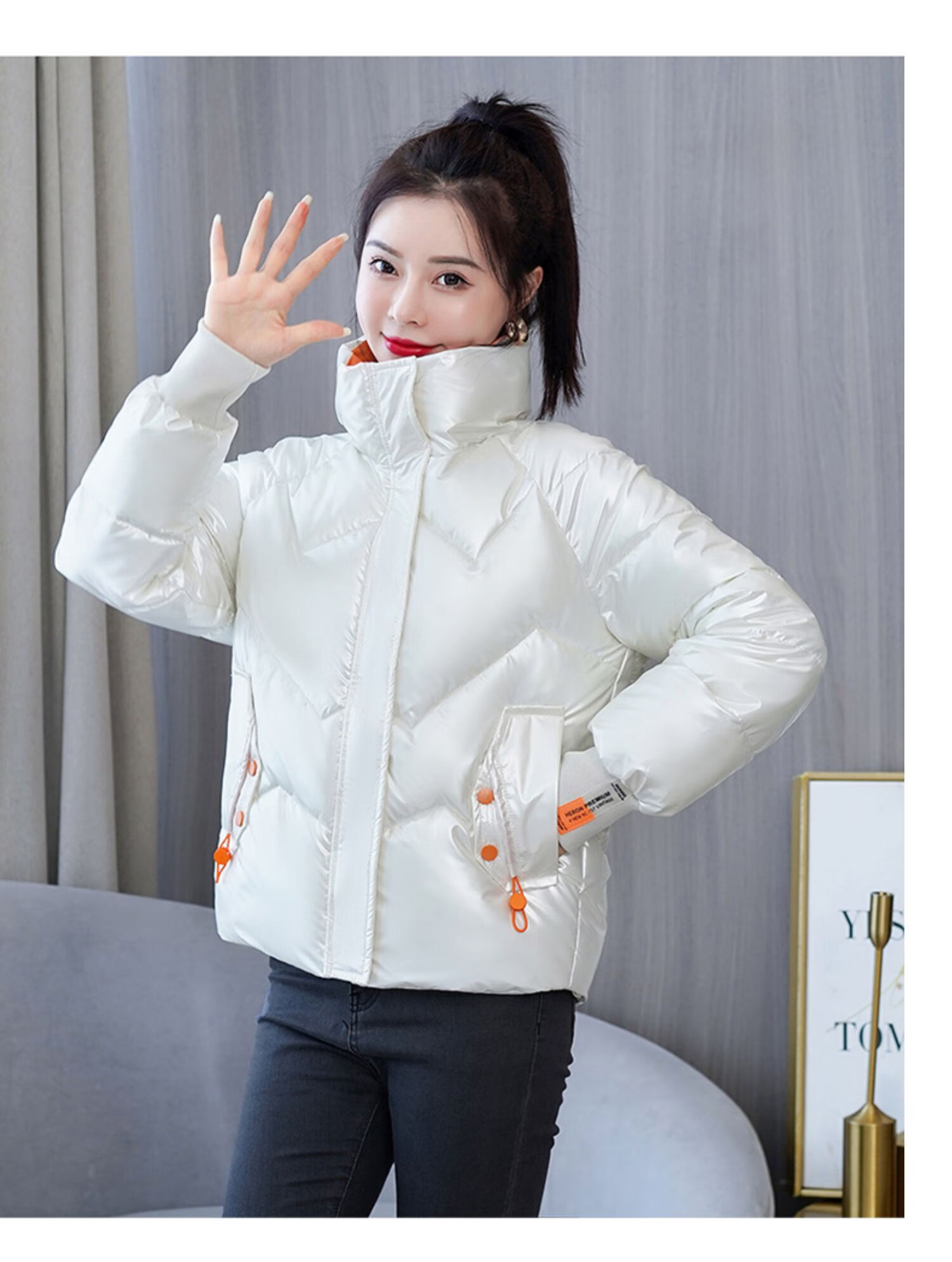 韩版宽松加厚外套潮 黑色 m品牌: 雅鹿 商品名称:雅鹿羽绒服2021年