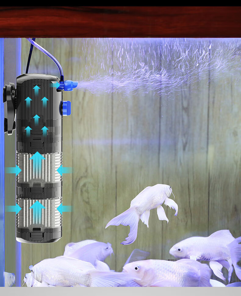 grech鱼缸增氧泵森森格池鱼缸过滤器内置免换水三合一净水循环小型