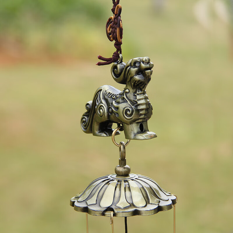 日式风铃 复古麒麟吉祥物金属风铃挂饰铜铃铛挂件装饰礼物家居壁挂