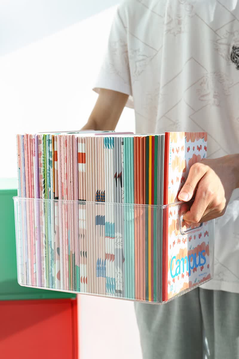 手账本收纳盒学生笔记本收纳盒亚克力大容量文具本子整理盒桌面收纳