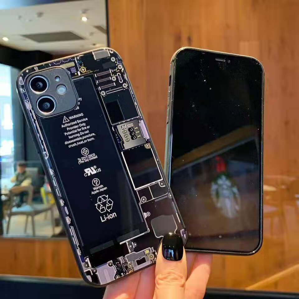 苹果iphone12pro手机壳恶搞拆机后盖适用11max7x玻璃全包外套13苹果78
