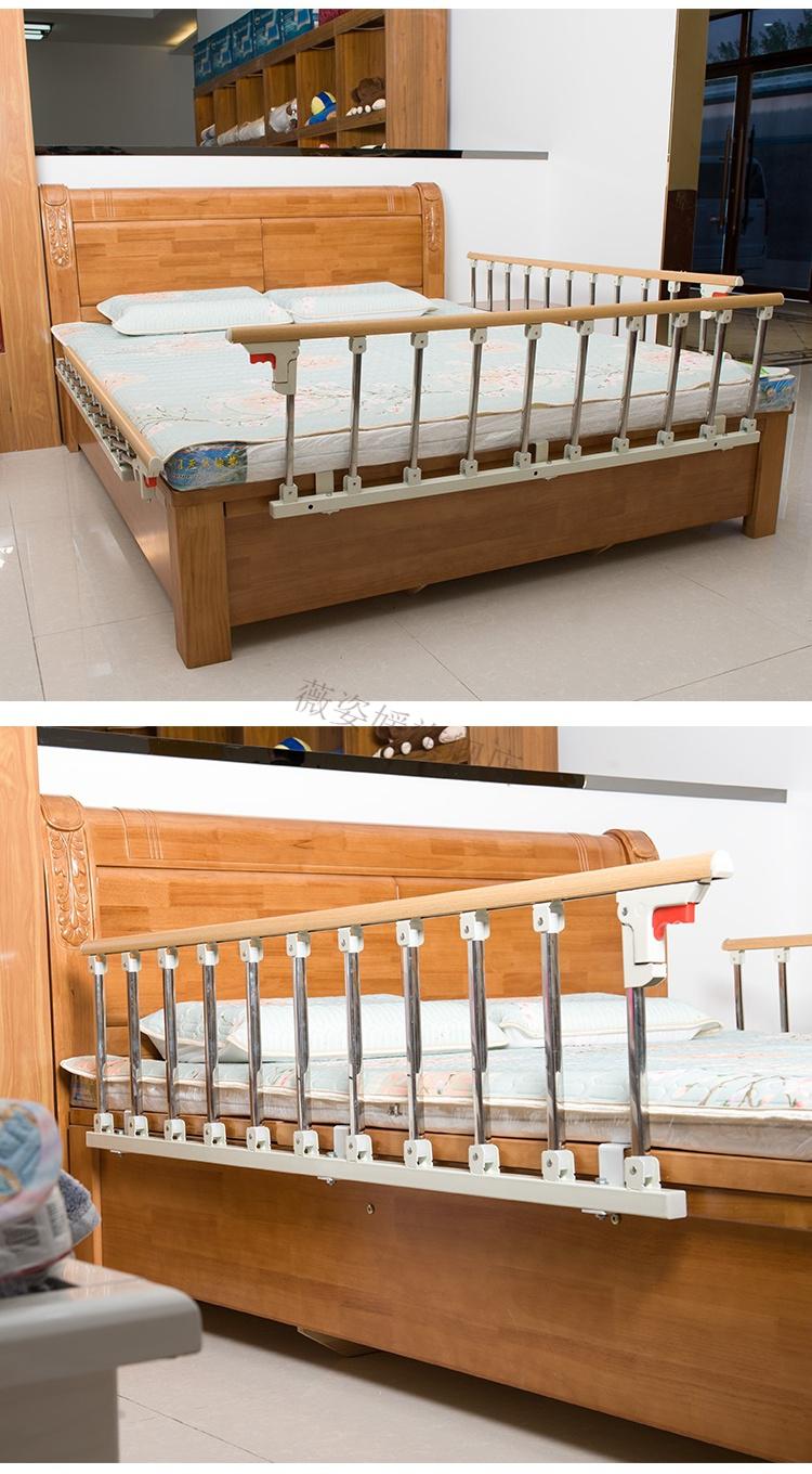 加厚不锈钢折叠护栏老人儿童防摔护理病床边围栏档扶手免打孔 银色