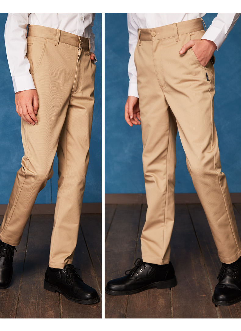 话衣卡其色校服裤中小校裤男大童休闲长裤春卡其色直筒裤子09111