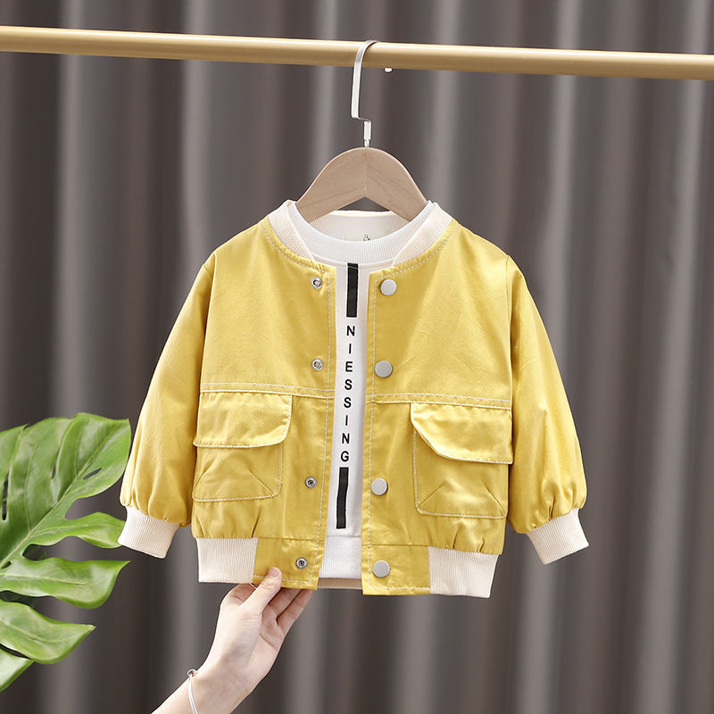 男童外套深秋款2021新款童装宝宝秋季儿童夹克小童秋装上衣潮w军绿色