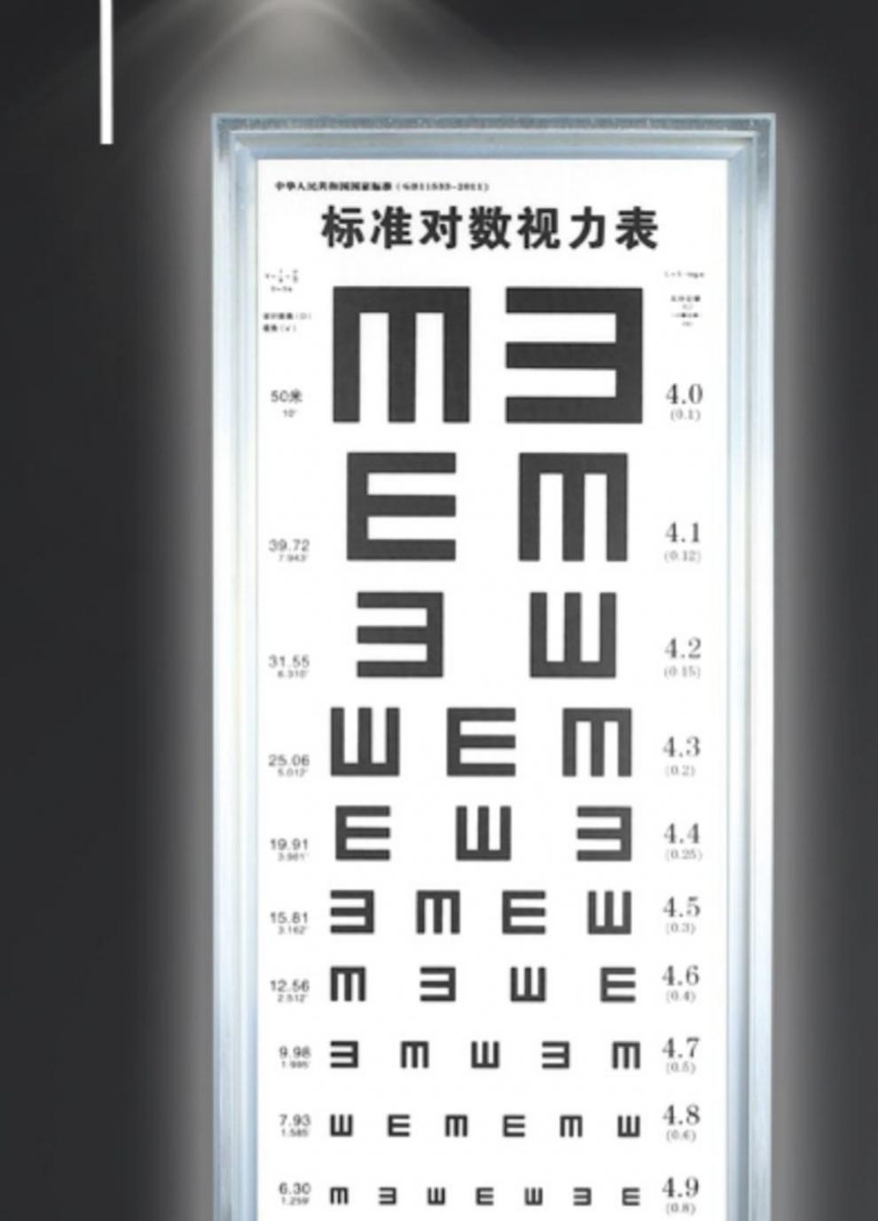 视力表灯箱led标准525米幼儿园儿童家用标准对数检测视力表25米迷你e