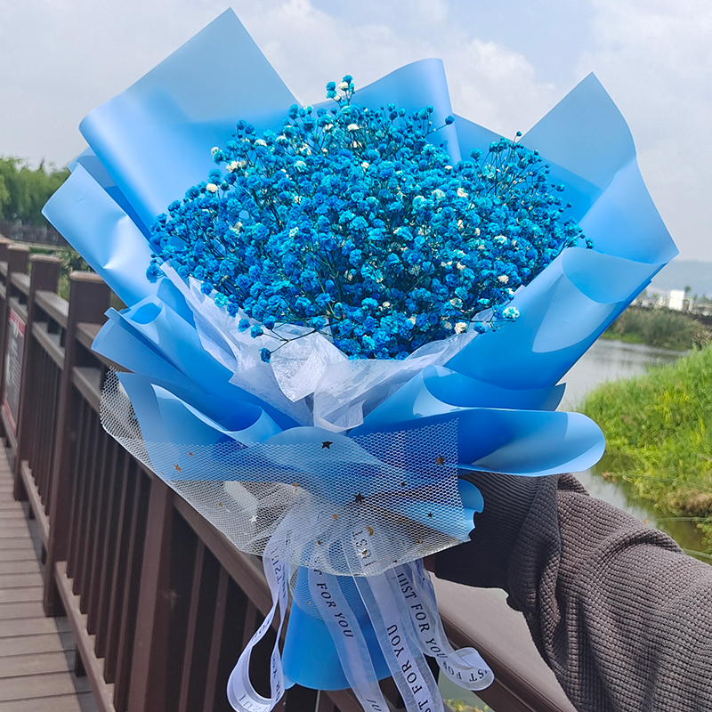 勿忘我干花成品手捧干花花束向日葵玫瑰勿忘我真花女生生日礼物朋友