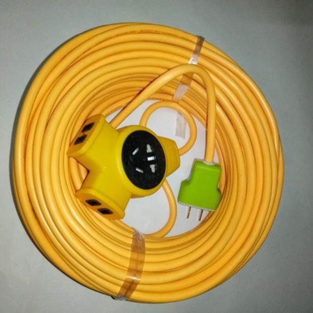 曦筱茵充电延长线耐热皮线双线电线地拖二芯电工工地三插电瓶车拖线