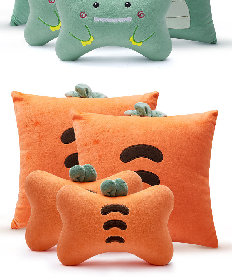 汽车头枕一对护颈枕卡通可爱网红四件套车载头枕腰靠车用座椅枕头恐龙