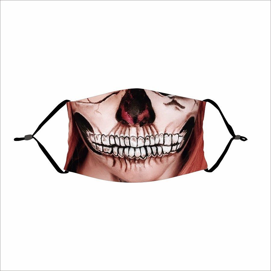 dafify恶搞口罩欧美万圣节亡灵节口罩骷髅图案恶搞恐怖防尘带滤芯 18