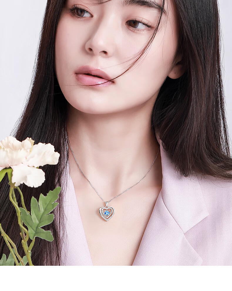 ck施华洛世奇锆arfish沉鱼落雁s银跳动的心项链女2022年新款生日礼物