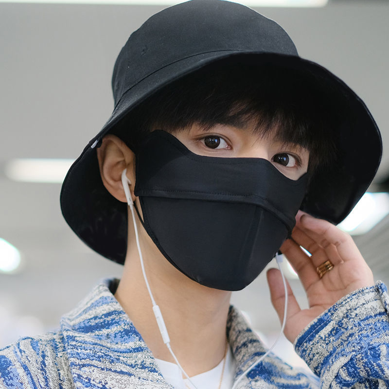 防哈气高颜值面罩防寒口罩男帅气秋冬款纯棉双层保暖护眼角口罩烟灰色