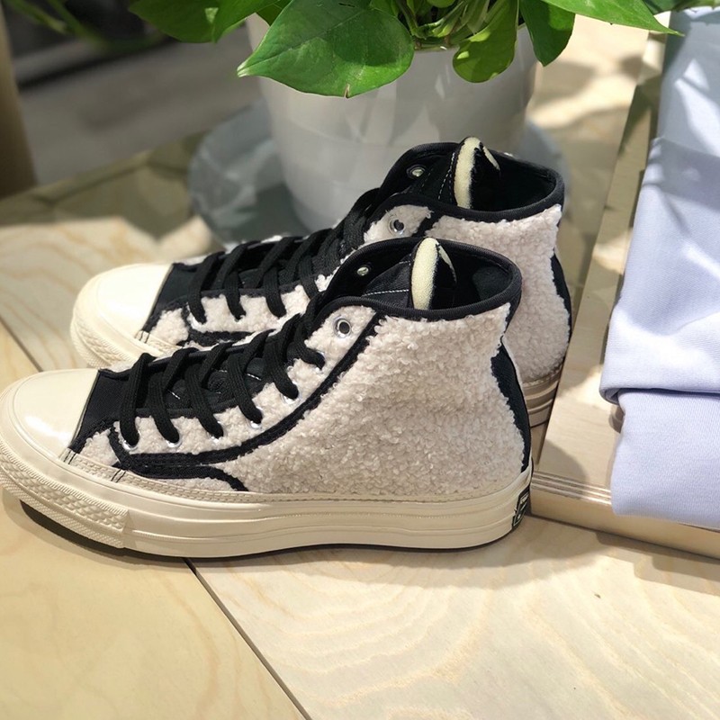 converse匡威男鞋女鞋2021秋冬季新款羊羔绒摇粒绒高帮帆布鞋板鞋保暖