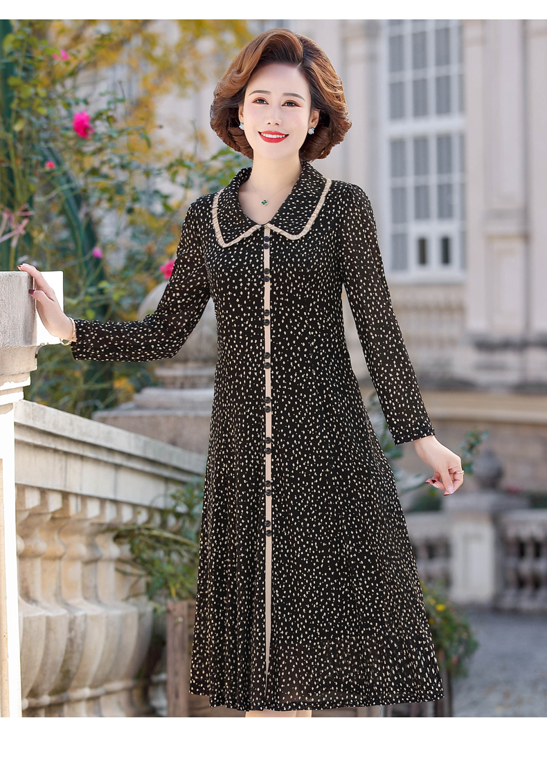 称美中老年妈妈春秋季洋气遮肚高贵连衣裙405060岁喜婆婆婚宴装结婚