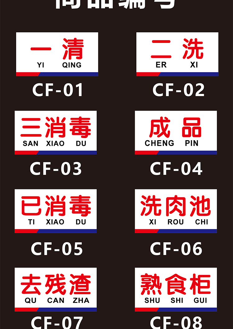 一清二洗三消毒标牌酒店厨房饭店洗菜池消毒柜禁止吸烟标识提示牌洗手
