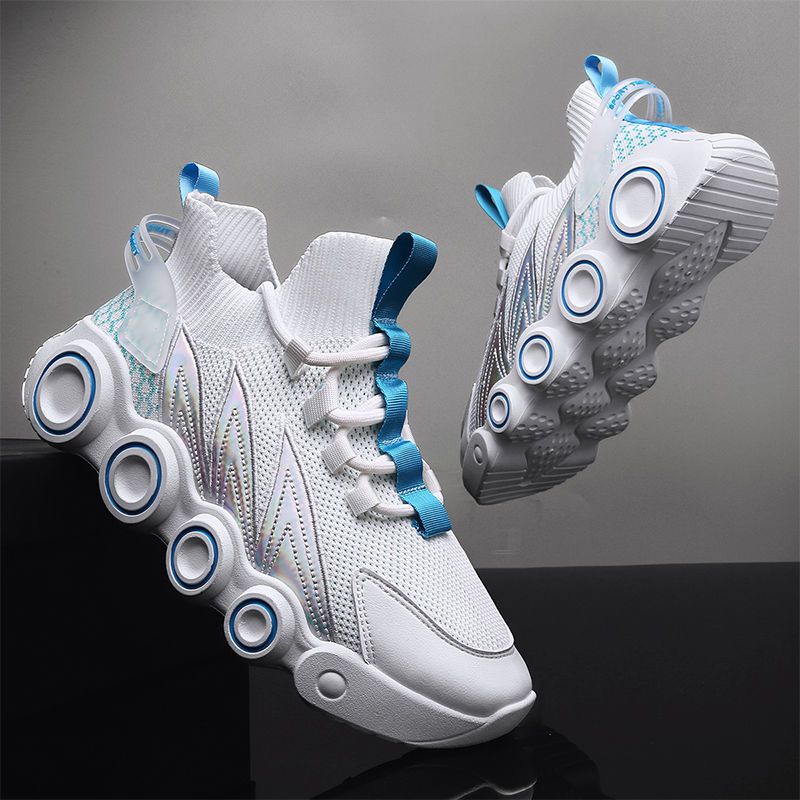 夏秋季鞋子男2021新款男鞋鞋男生潮流百搭透气防臭白色风火轮39