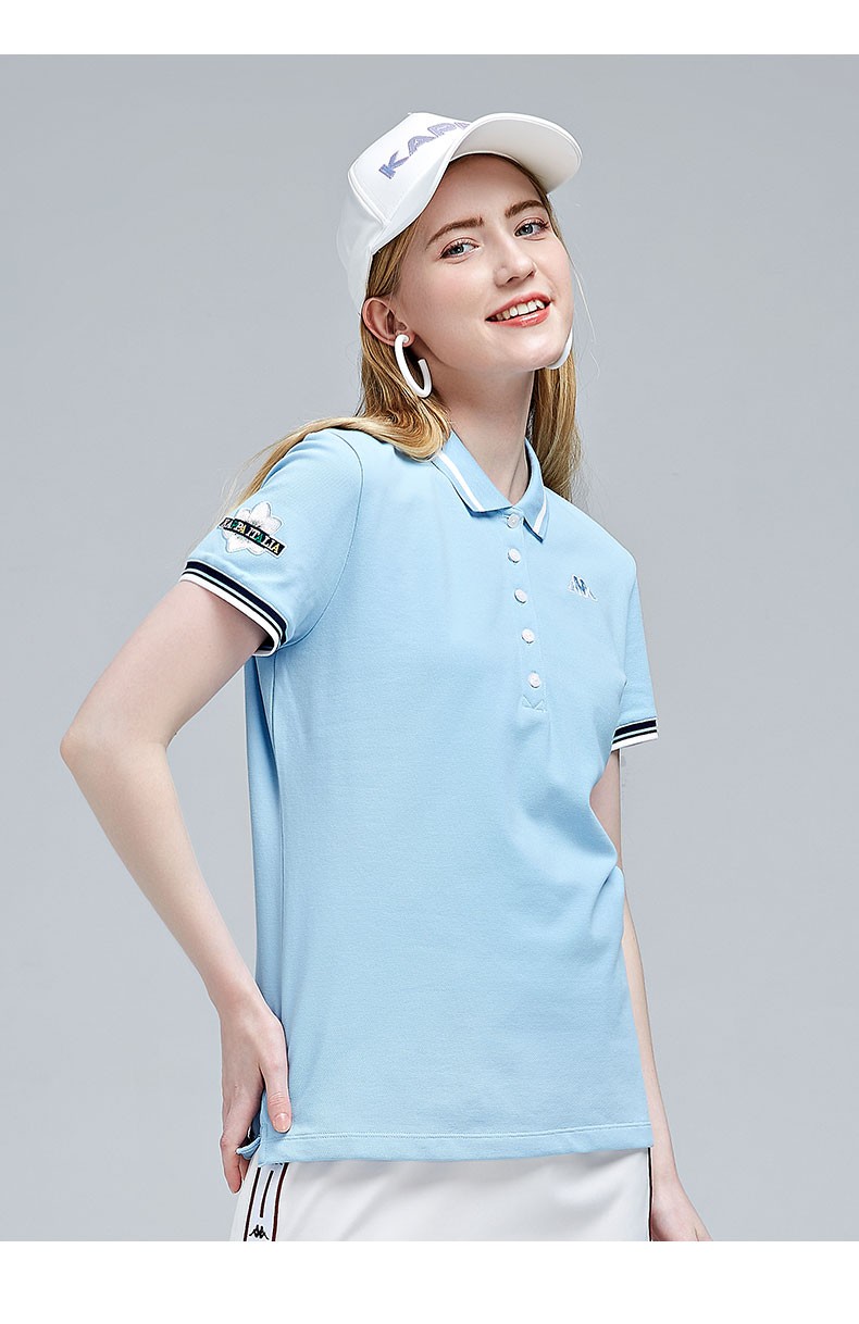 kappa卡帕短袖2021新款女运动polo衫休闲半袖立领t恤奥义蓝8802s