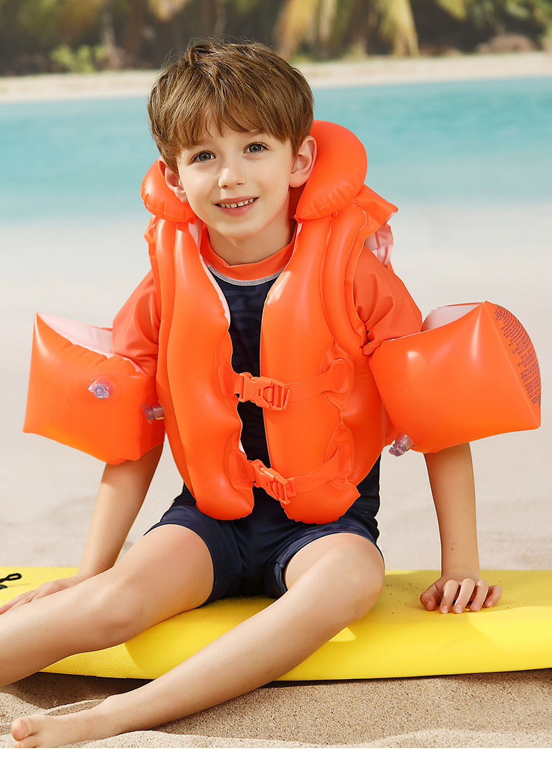 迪士尼儿童玩具儿童游泳救生衣2充气游泳圈加厚3宝宝浮力背心马甲4