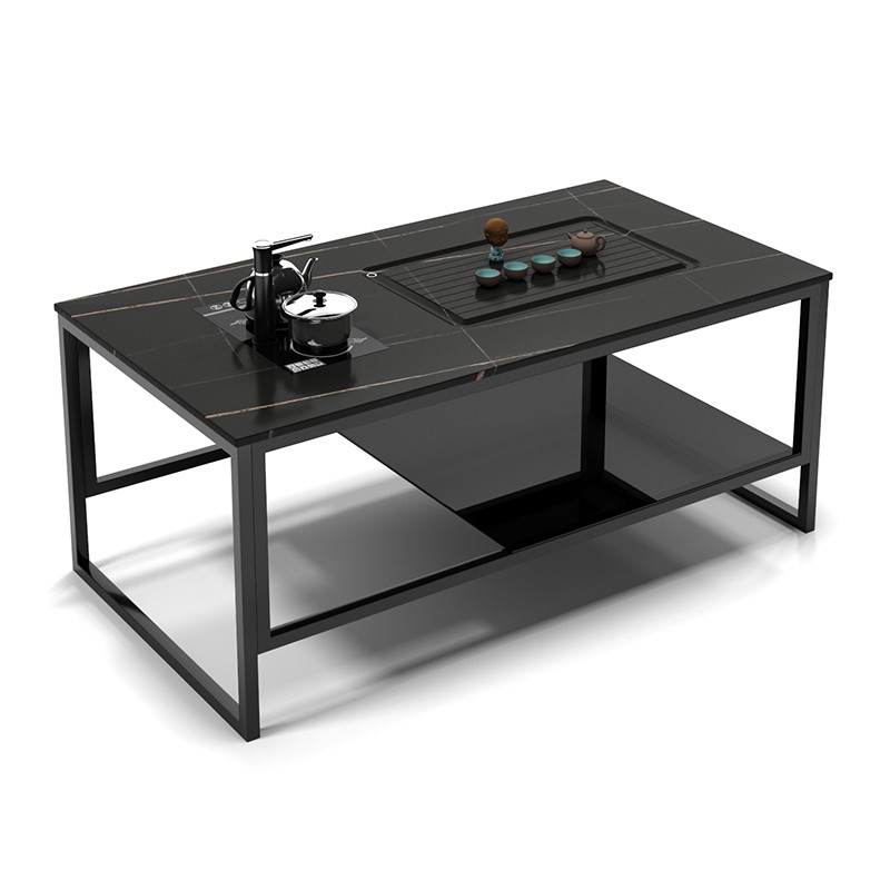 京树(jingshu) 桌小白 办公室功夫茶几岩板带烧水壶接待茶具套装一体