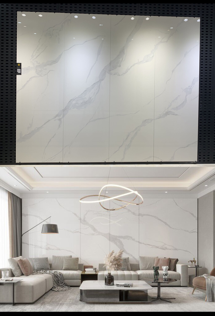 适用于别墅岩板电视机背景墙板材800x2600无限连纹大板简约瓷砖仿