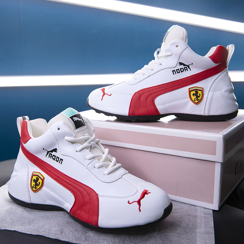 支持国货毕聚品牌真面皮秋季防臭男鞋子法拉利潮鞋透气情侣女百搭厚底