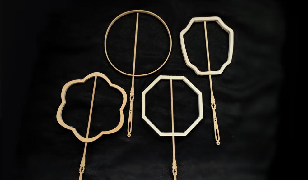 diy扇子骨架异形扇框古风团扇框架diy雕花复古手工材料配件蝴蝶扇子