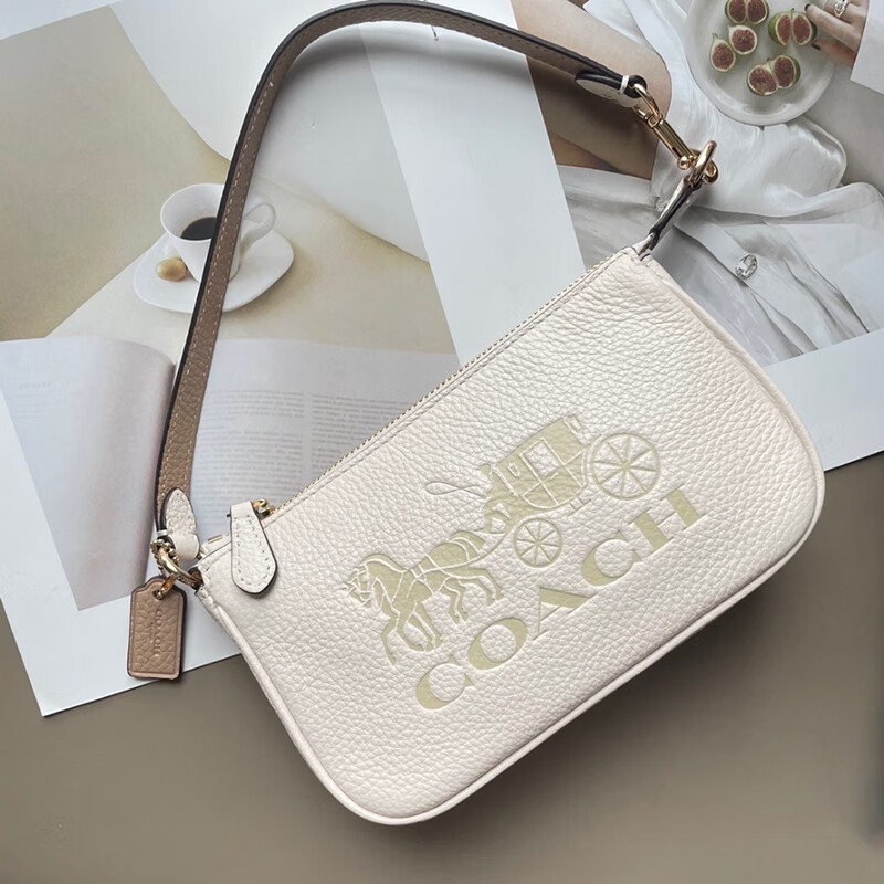coach蔻驰包包nolita19马车印花皮革麻将包女士手拿腕包手提腋下包c