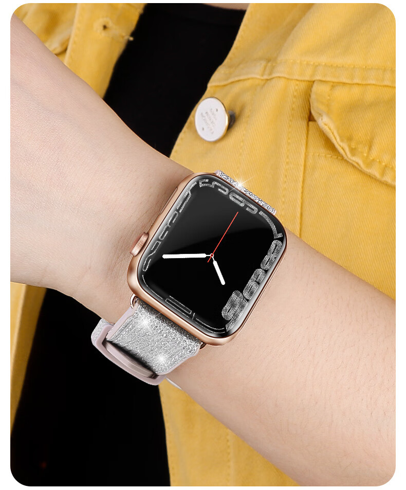 原装果手表表带腕带智能appplewatch34567se表带苹镶钻变色硅胶表带