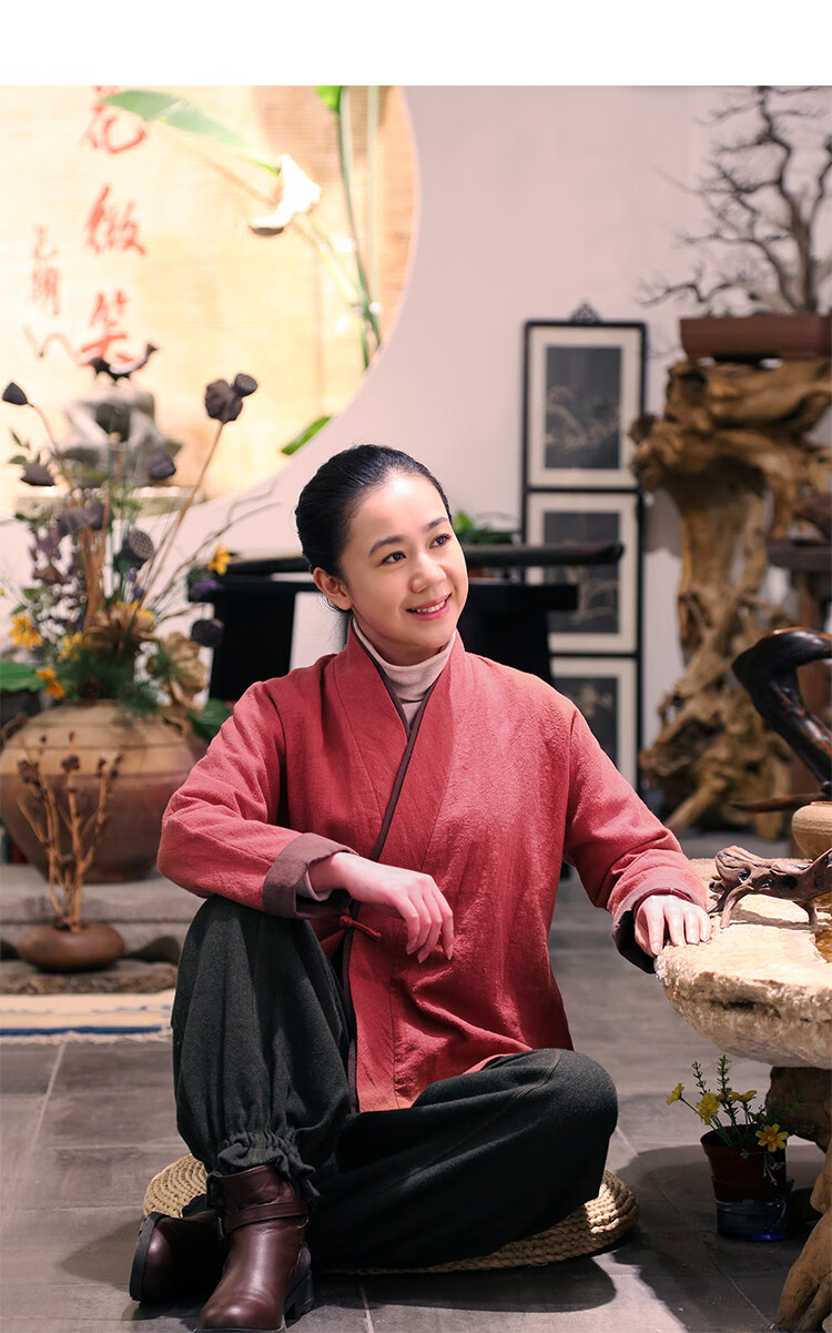 雅格罗伊禅服佛系女居士服行服意中国风棉麻宽松秋冬套装茶服外套中式