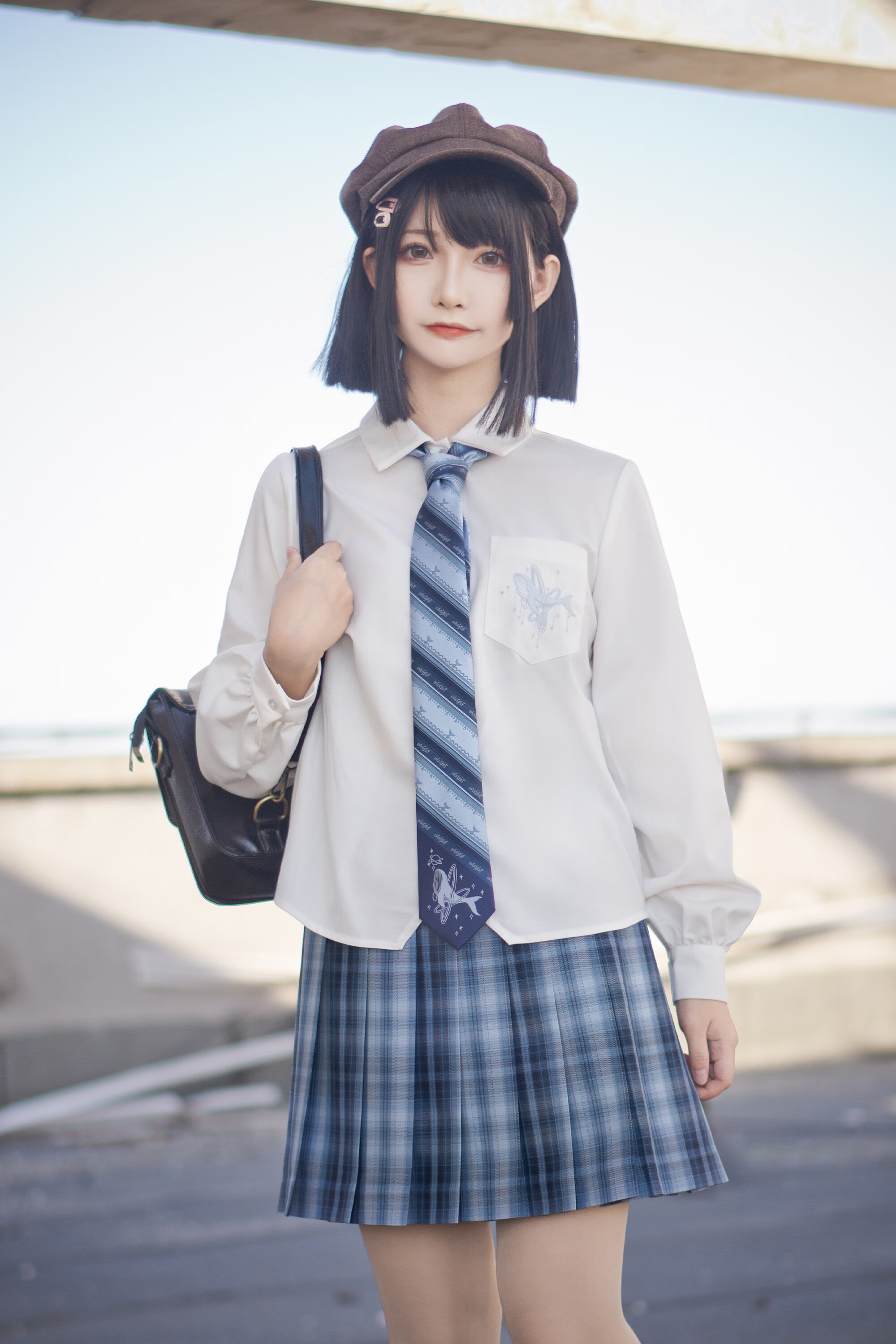 【御茶家】鲸屿原创jk制服格裙短早春季百褶半身裙【现货】 42cm裙长