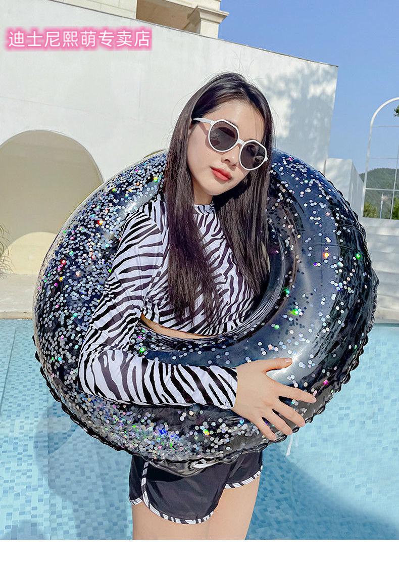 网红游泳圈成人加厚泳圈男女儿童腋下圈全透明羽毛充气大人救生圈