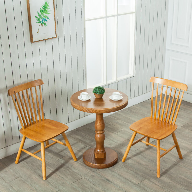 咖啡桌复古实木桌小圆桌茶几方形餐桌椅方桌咖啡桌餐桌椅休闲桌椅温莎