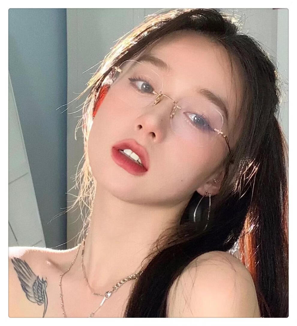 太初无边框眼镜女韩版潮素颜神器圆脸复古风眼镜框男可配度数银色框