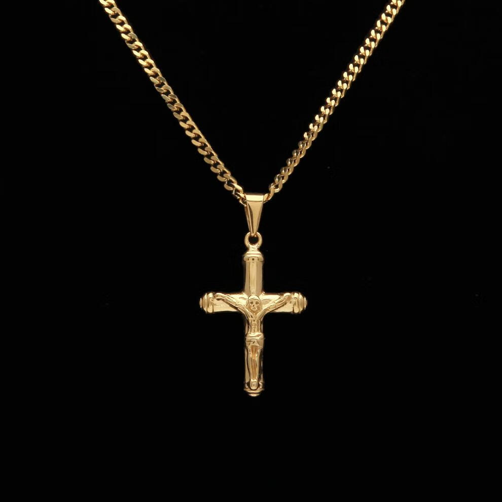 简约男士耶稣十字架吊坠真空电镀保色饰品生日礼物6765 金色 3mm*