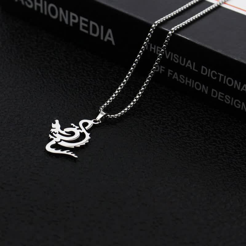 王力宏龙音符同款logo吊坠项链潮男女个性嘻哈蹦迪钛钢项链龙音符龙骨