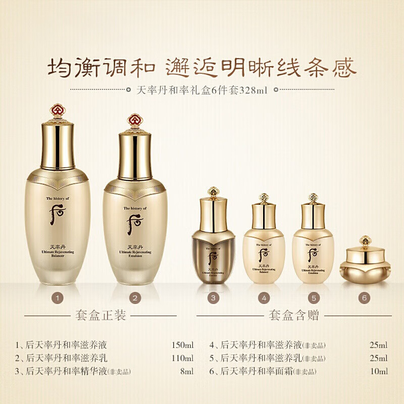 后（WHOO）天气丹水乳套装 韩国进口拱辰享日常水乳套盒护肤礼盒 送老婆礼物 天气丹华泫套装7件套盒 改善肌肤