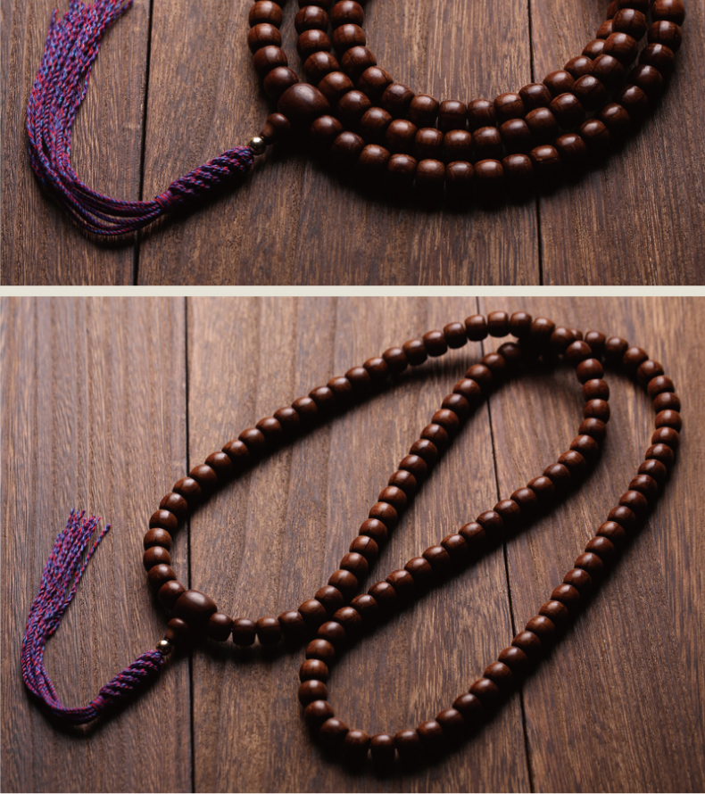 古珍五台山老料六道木珠手串108颗念珠手持木质长链带