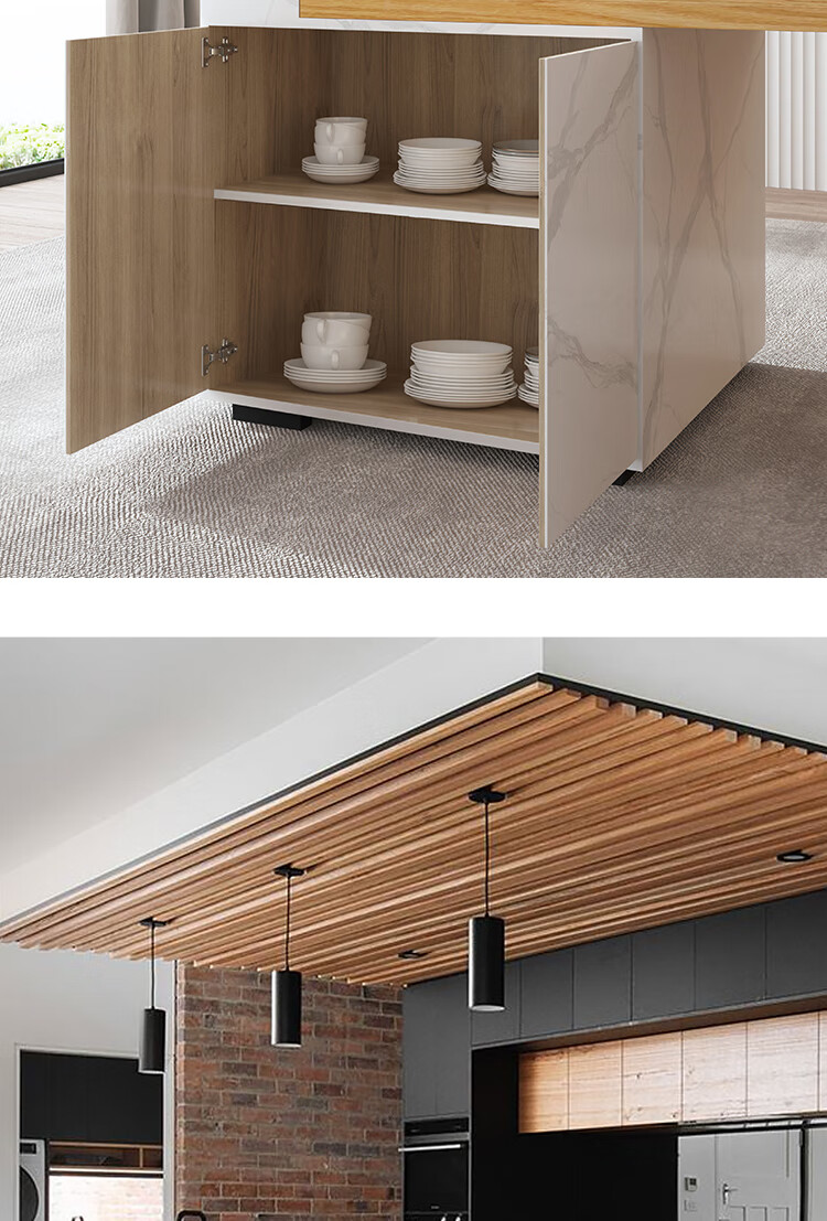 悬空岛台 岛台餐桌一体成品岩板伸缩厨房小户型家用多功能吧台西式导