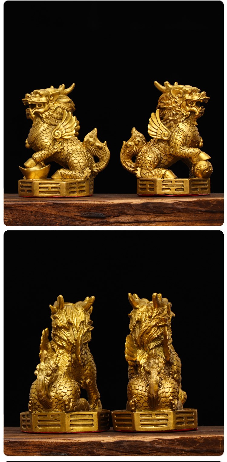 铜麒麟纯铜八卦麒麟财富麒麟瑞兽摆件家居办公室店铺风水踩八卦招财