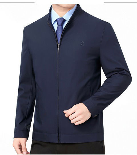 梦特娇montagut男士领导干部夹克衫中年爸爸装大码外套桑蚕丝茄克翻领