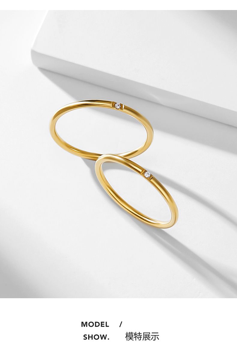 ck施华洛世奇锆联名素圈戒指女设计小众感时尚个性食指戒尾戒女小指in